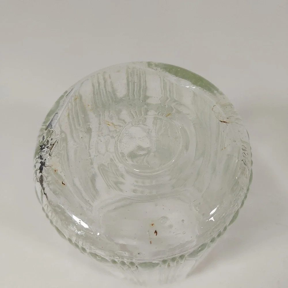 Antique HOOSIER STYLE CABINET Clear‎ Glass Tea Jar Canister Ribbed Lid 5